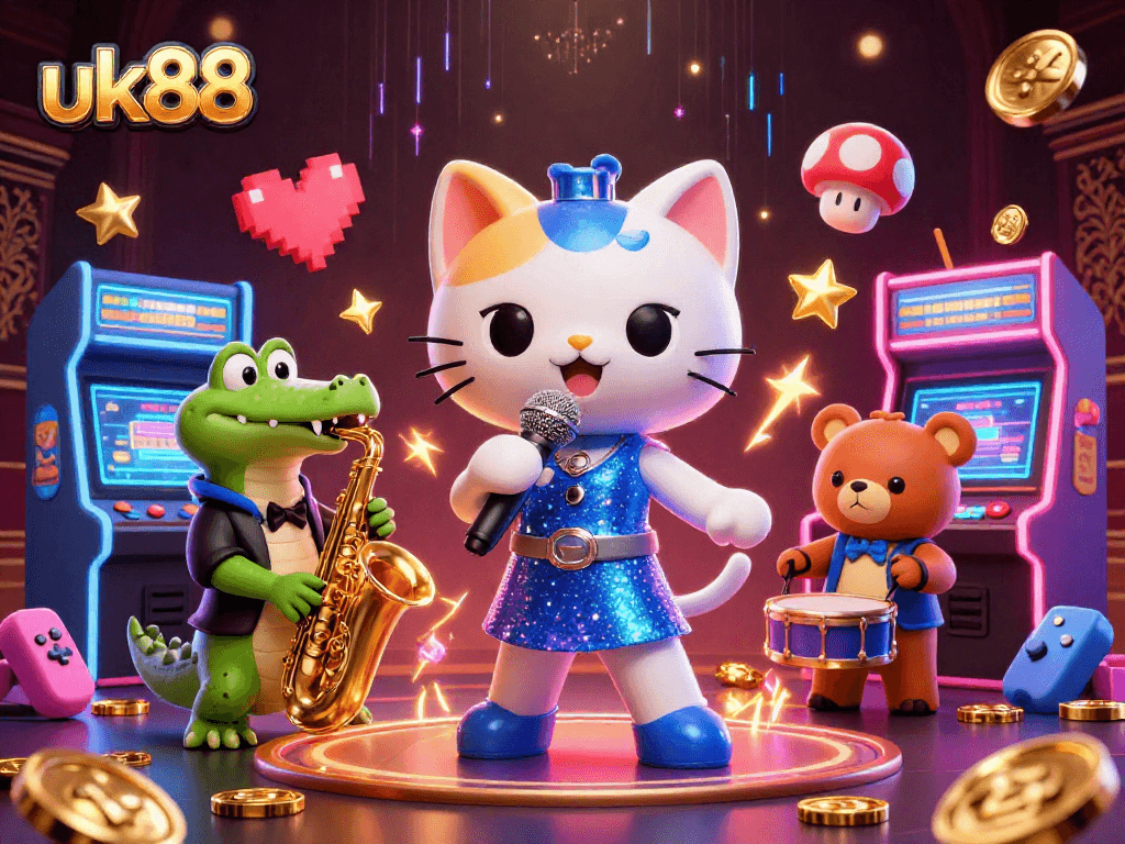 Experience the excitement of uk88 with vibrant characters in a lively casino setting.