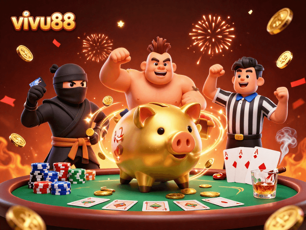 Experience the thrilling world of vivu88 with dynamic gambling characters and atmosphere.