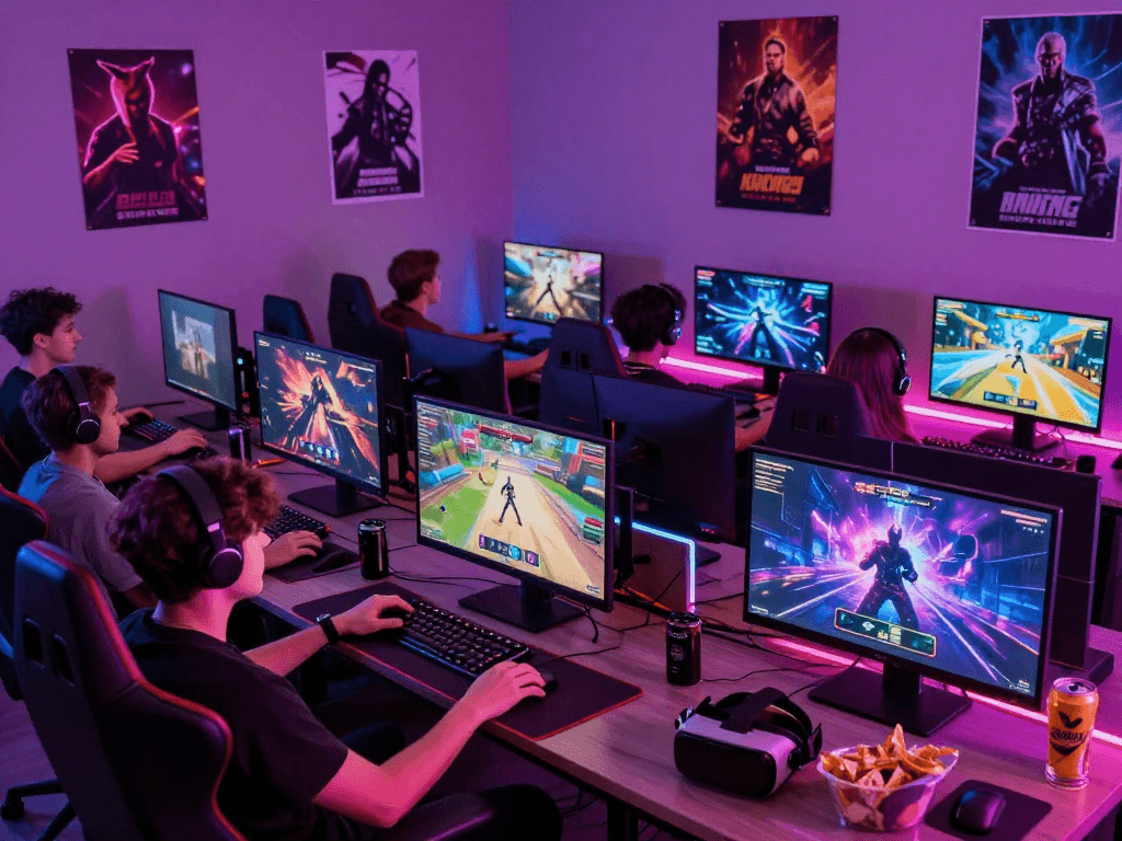 Players immersed in exciting porn game experiences on modern gaming setups.