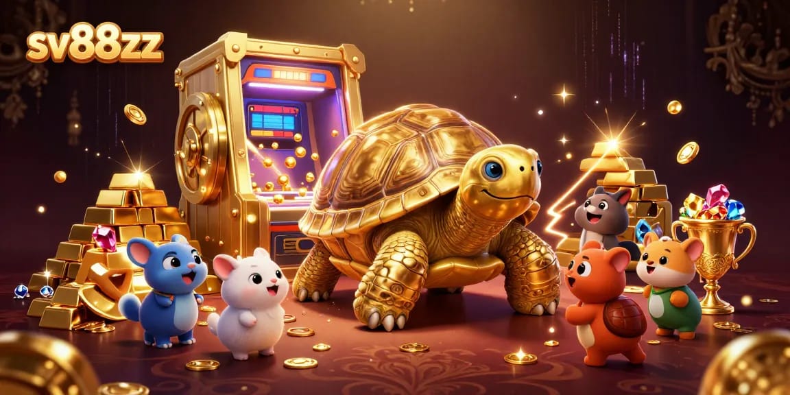 Play with sv88zz at an exciting game with a colossal tortoise and treasure elements.