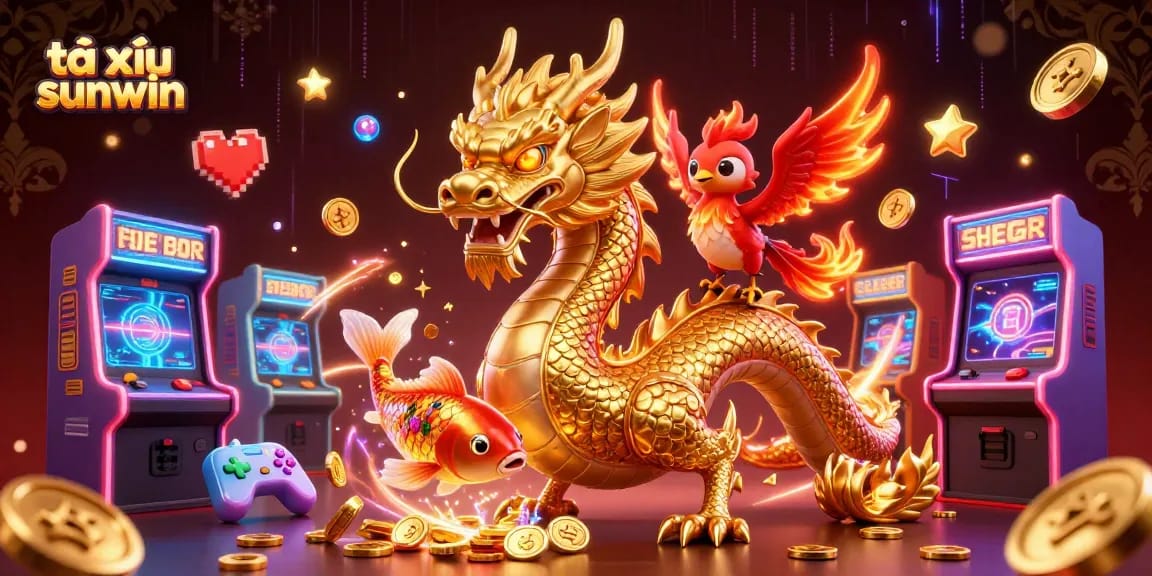 Experience the thrill of tài xỉu sunwin gameplay with vibrant visuals featuring a majestic dragon and phoenix.