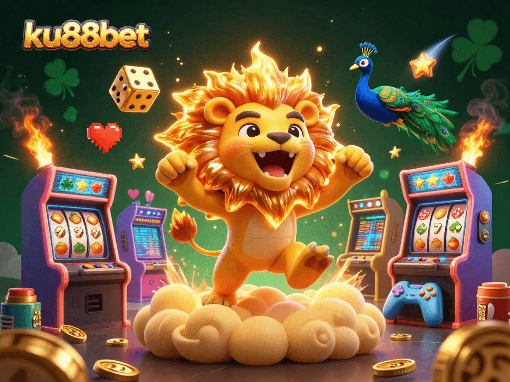 Engage with thrilling moments at ku88bet featuring a roaring lion and golden game elements.