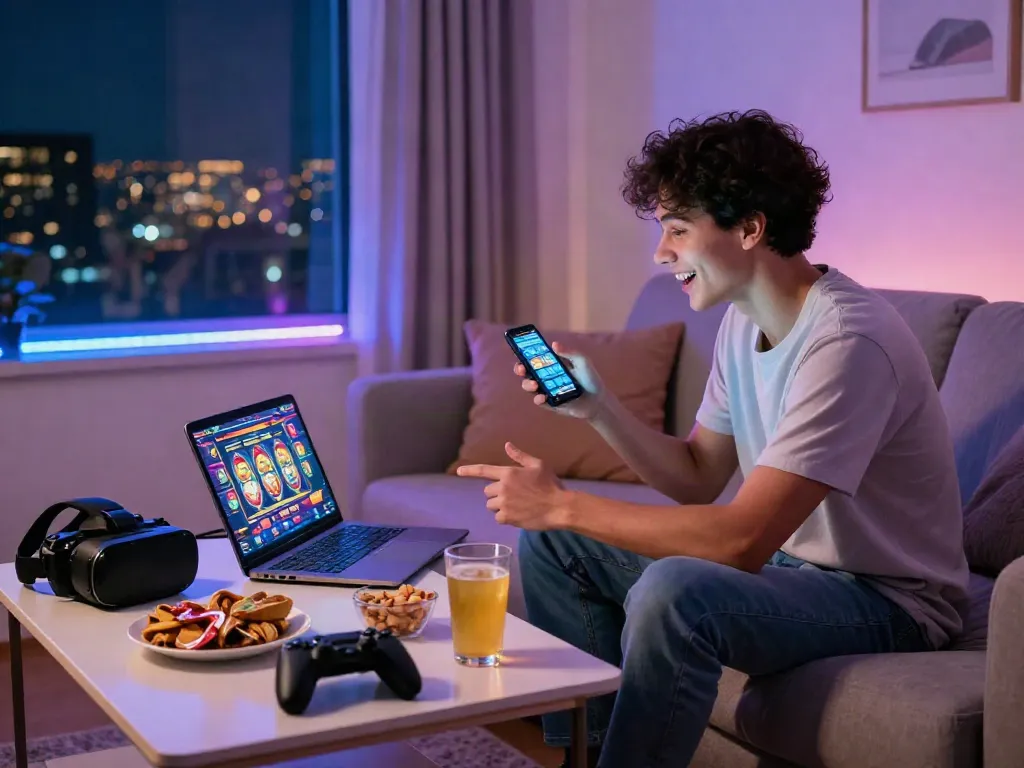 Exciting online casino gaming atmosphere featuring a vibrant setup for engaging players securely outside Gamstop.