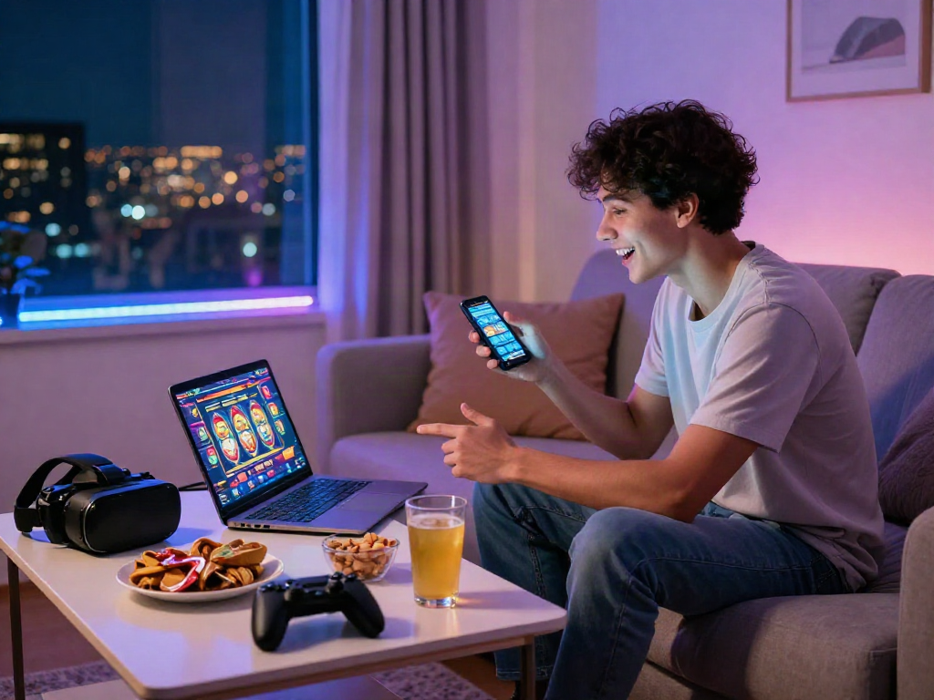 Exciting online casino gaming atmosphere featuring a vibrant setup for engaging players securely outside Gamstop.