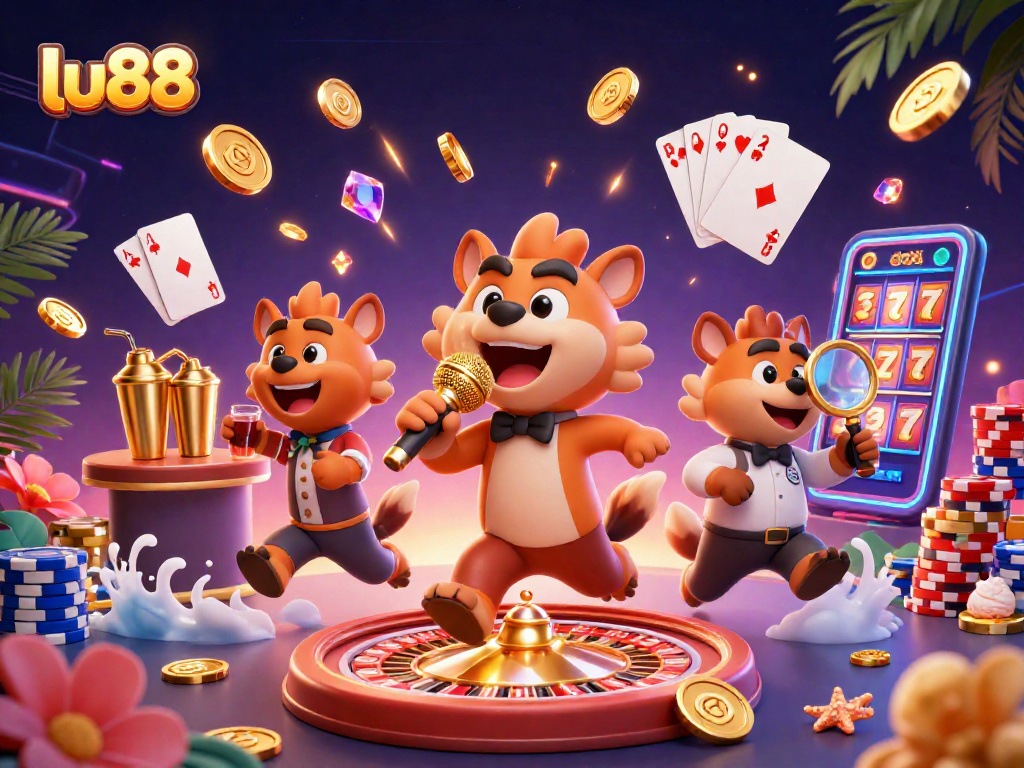 lu88 inspire fun and excitement at a lively comedy casino featuring hyenas and vibrant game elements