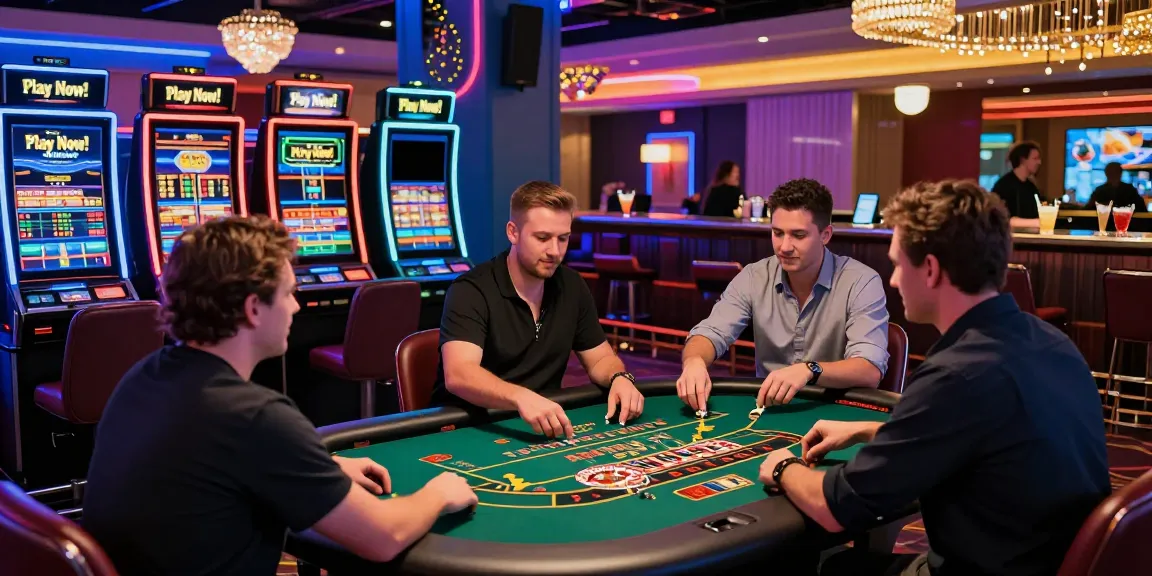 Exciting online casino scene showcasing vibrant gaming tables and enthusiastic players in a lively atmosphere of non Gamstop gambling.