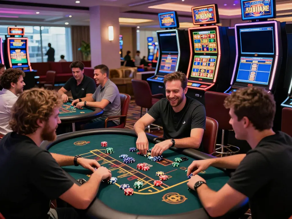 Players enjoying games at a vibrant online casino not on gamstop, showcasing excitement and engagement.