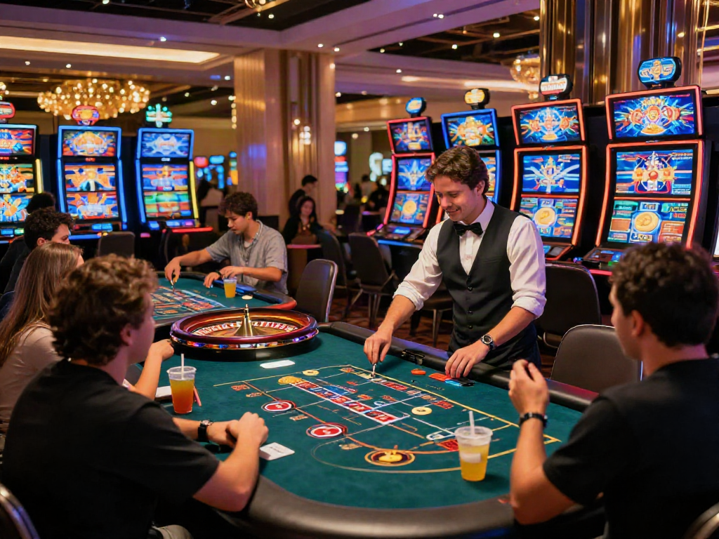 Engaged players enjoying an online casino not on Gamstop with vibrant lights and exciting games.