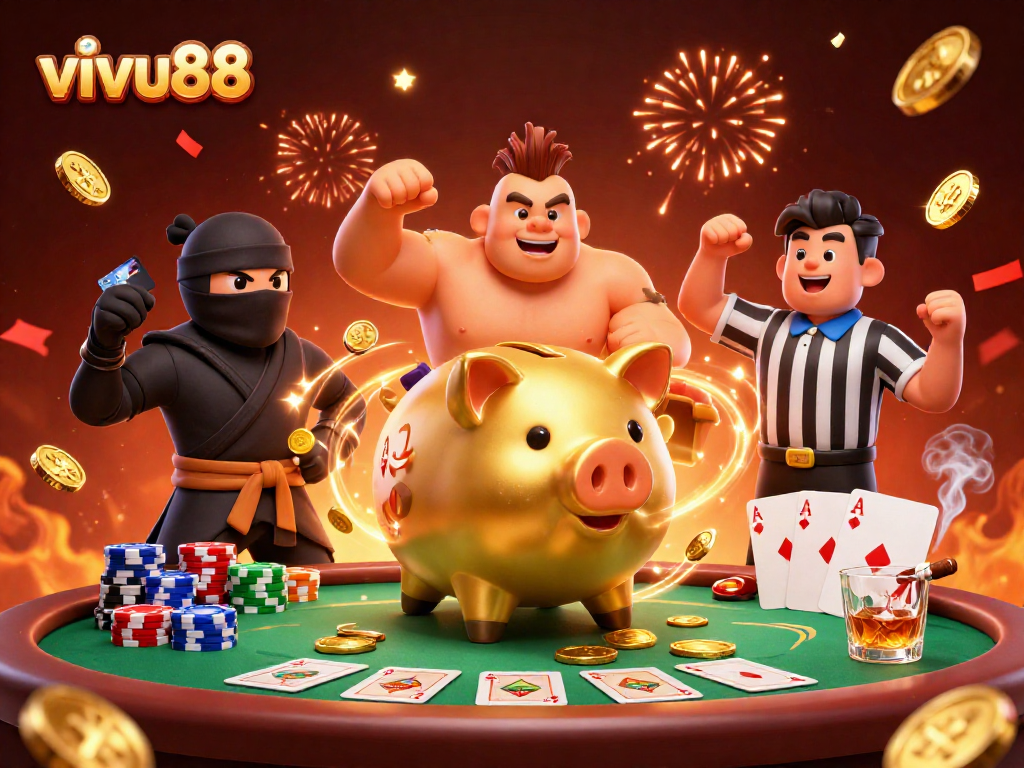 Experience the thrilling world of vivu88 with dynamic gambling characters and atmosphere.