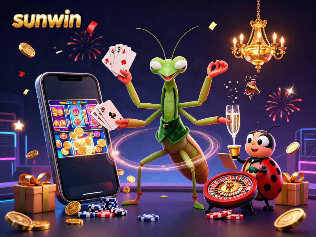 Experience vibrant casino excitement with sunwin's dynamic 3D illustration showcasing immersive gaming elements.