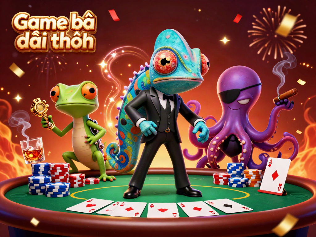 Experience exciting Game bài đổi thưởng with 3D characters engaged in thrilling poker gameplay.