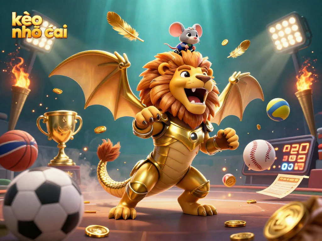 Engage with the thrilling world of kèo nhà cái through an exciting 3D illustration showcasing dynamic sports action and betting excitement.