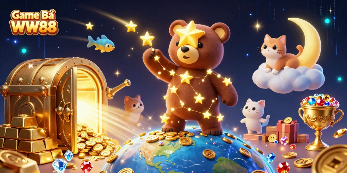Engage in exciting Game Bài WW88 with 3D cartoon characters and vibrant casino elements.