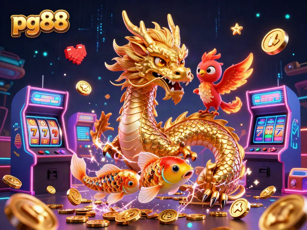 Experience thrilling gameplay at pg88 with a fierce dragon and exciting casino elements.