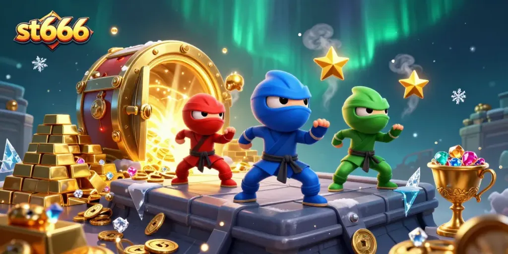 Join the st666 ninja champions in an exhilarating treasure hunt as they showcase winning strategies and jackpot potentials!