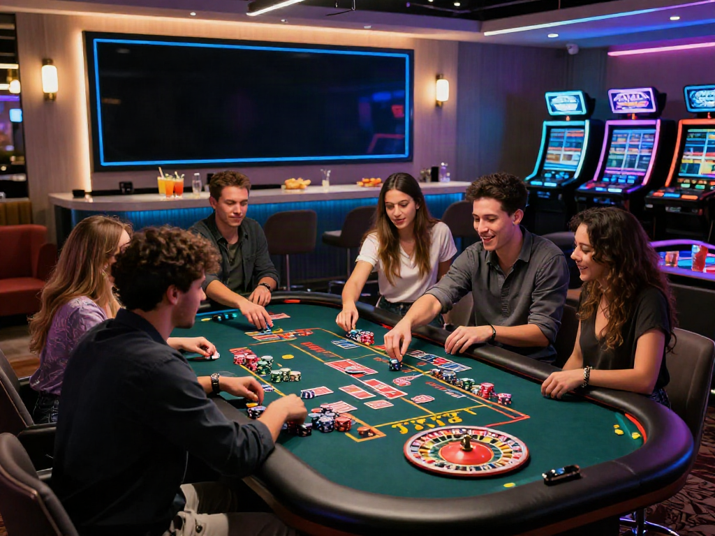 Exciting gaming session at an online casino not on gamstop, showcasing diverse players and vibrant ambiance.