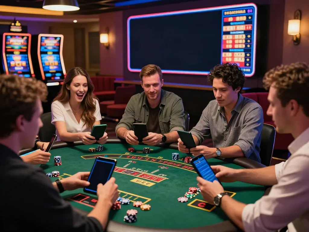 Diverse players enjoying an exciting online casino not on Gamstop with games and vibrant atmosphere.