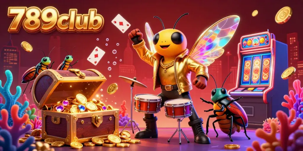 Experience the thrill of 789club with a vibrant 3D casino scene featuring lively characters and jackpot elements.