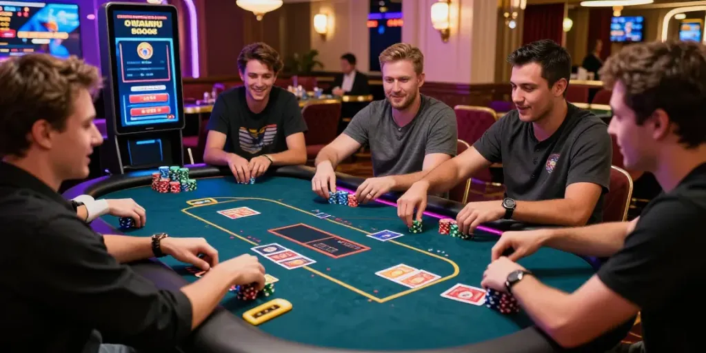 Exciting online casino not on GamStop scene with players and vibrant atmosphere.