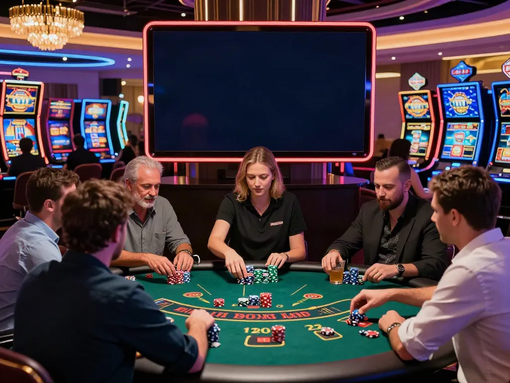 Online casino not on gamstop featuring players at vibrant tables.