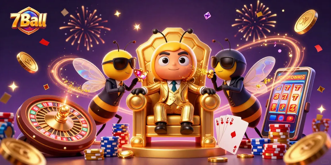 Experience the excitement of 7Ball's casino with a vivid 3D bumblebee mob boss scene.