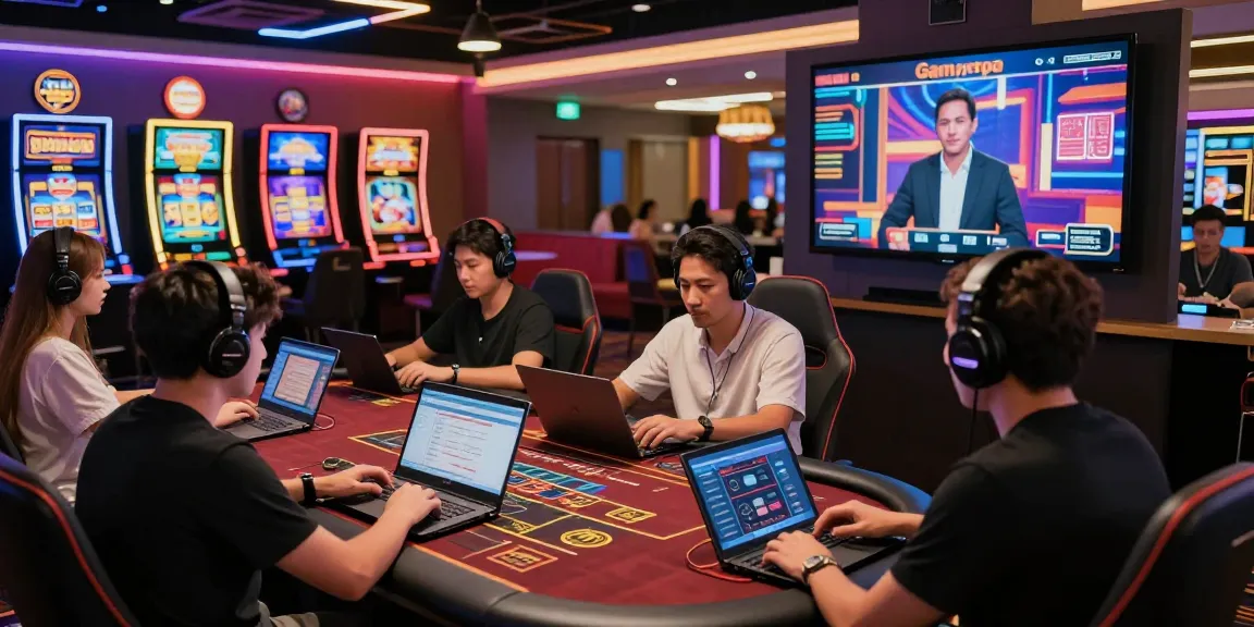 Players enjoying games at an online casino not on Gamstop in a vibrant digital setting.