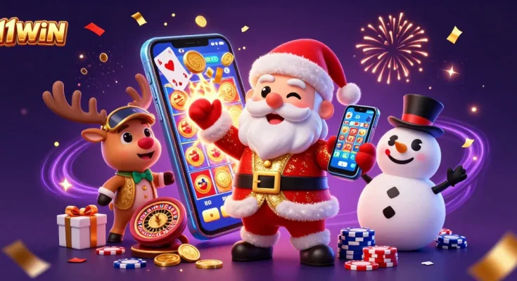 Experience the excitement of 11WIN with Santa and friends celebrating casino wins!