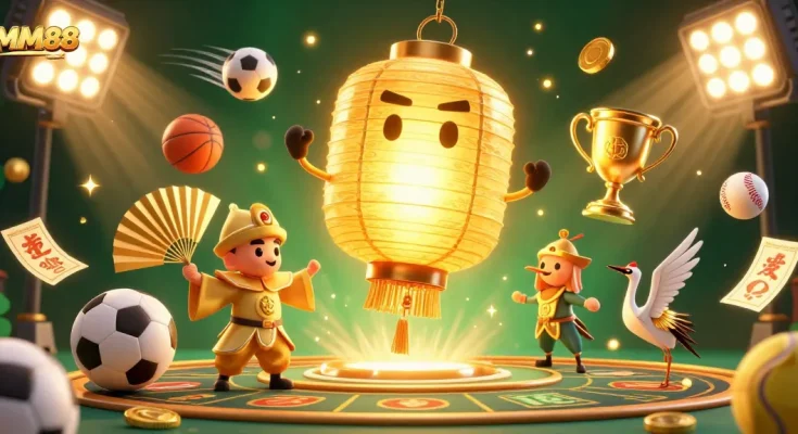 MM88 immerses players in a vibrant casino atmosphere with a golden lantern spirit and dynamic sports elements.